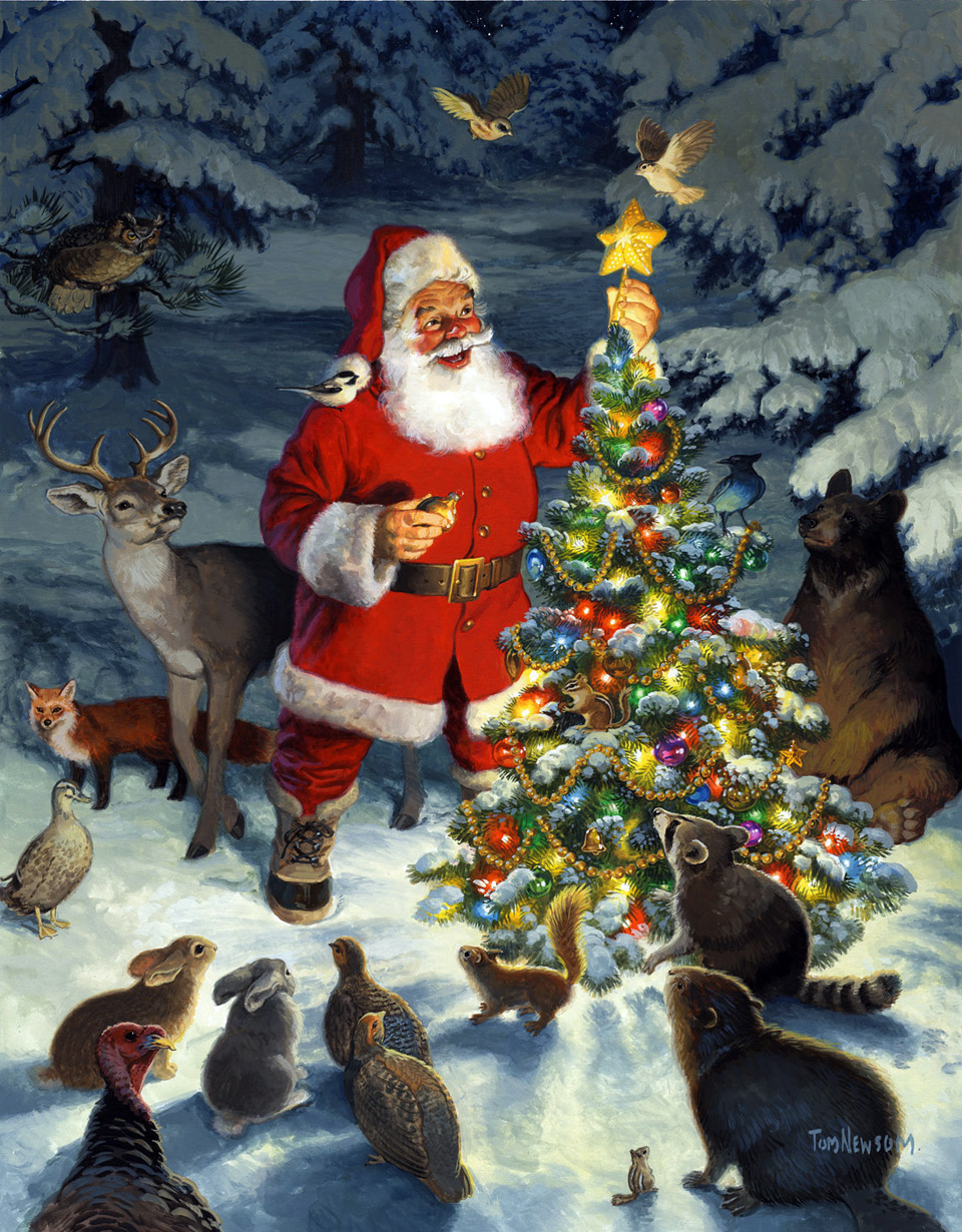 Д ньюсом. Tom Newsom. Tom Newsom Santa. Tom Newsom художник. Пазлы Cobble Hill: «ёлка для зверят» 1000 Эл.