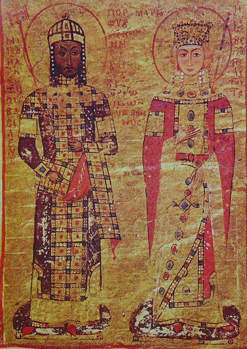 Император Мануил с женой Марией Антиохийской. <br>